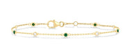 Emerald and Diamond Station Bracelet