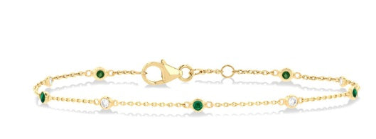 Emerald and Diamond Station Bracelet