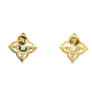 Button Earrings with Mint Tourmalines and Diamonds