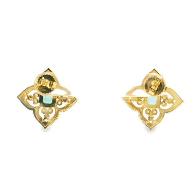 Button Earrings with Mint Tourmalines and Diamonds
