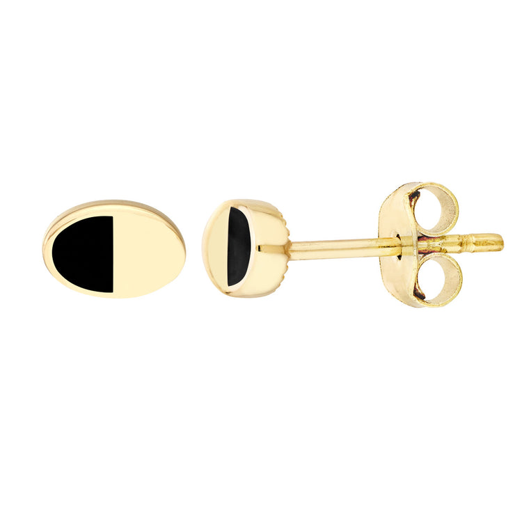 Mini Oval Studs with Black Enamel