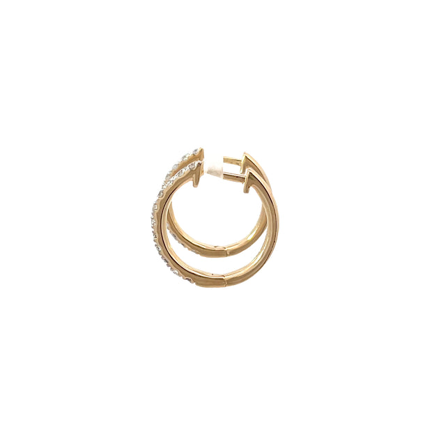 14 Karat Yellow Gold Diamond Huggies