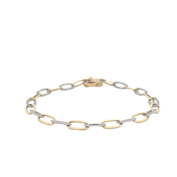 Two Tone Diamond Paperclip Bracelet