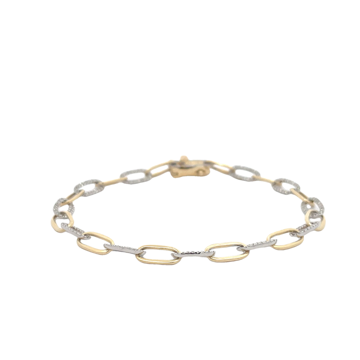 Two Tone Diamond Paperclip Bracelet