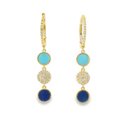 Drop Earrings with Turquoises and Lapis