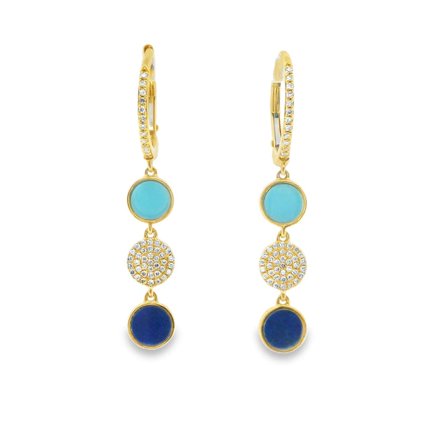Drop Earrings with Turquoises and Lapis