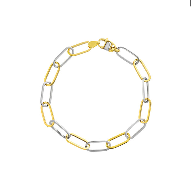 Two Tone Paperclip Chain Bracelet