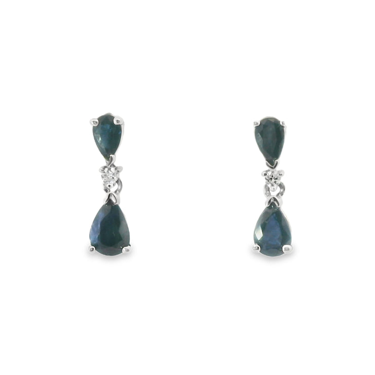 Drop Earrings with Sapphires and Diamonds