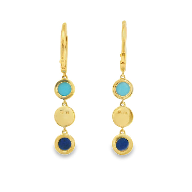 Drop Earrings with Turquoises and Lapis