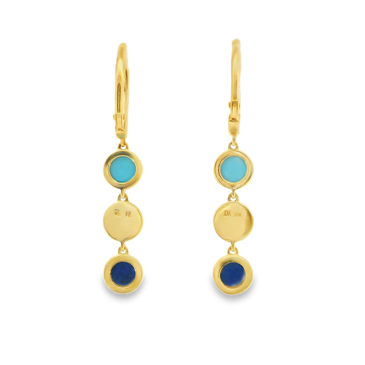 Drop Earrings with Turquoises and Lapis