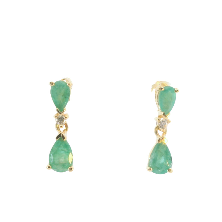 Emerald and Diamond Drop Earrings