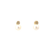 Petite Pearl Diamond Stud Earrings