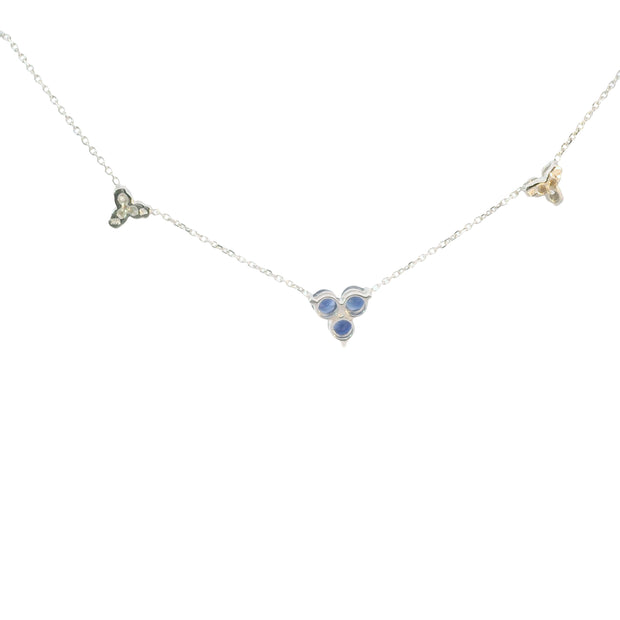 Sapphire and Diamond Cluster Station Necklace