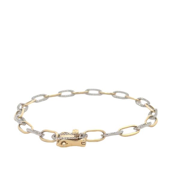 Two Tone Diamond Paperclip Bracelet
