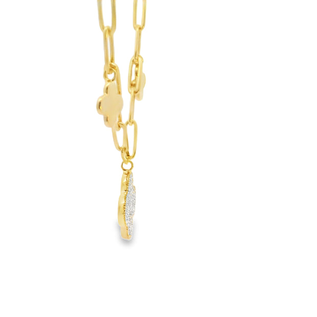 Clover Paperclip Link Necklace