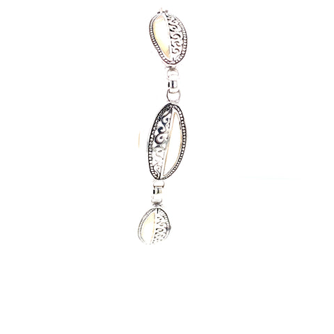 Sterling Sliver and Mother of Pearl Station Bracelet