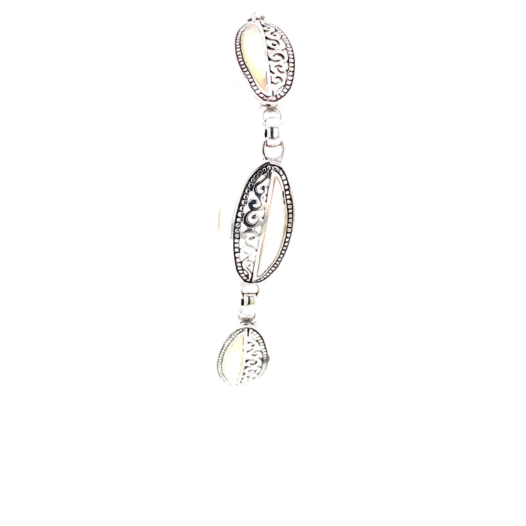 Sterling Sliver and Mother of Pearl Station Bracelet