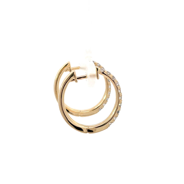 14 Karat Yellow Gold Diamond Huggies