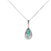 Emerald and Diamond Halo Pendant