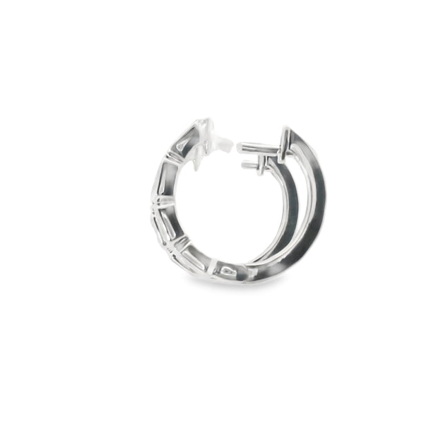 Emerald Cut Bezel Set Diamond Huggies