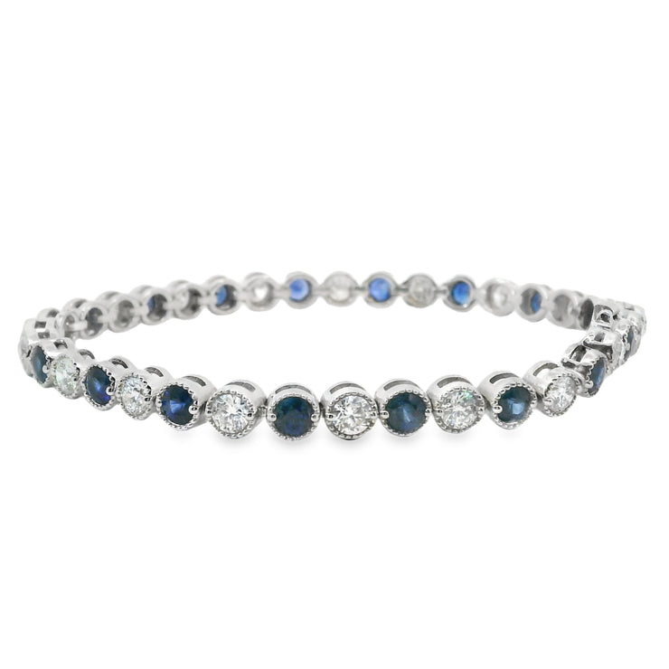 Sapphire and Diamond Bezel Set Tennis Bracelet