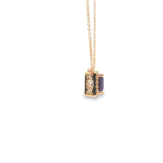 Amethyst and Diamond Halo Pendant