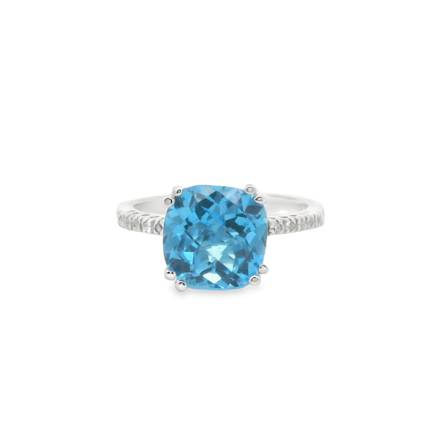 Blue Topaz and Diamond Ring