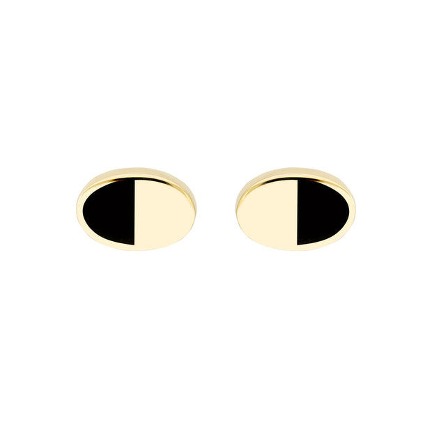 Mini Oval Studs with Black Enamel