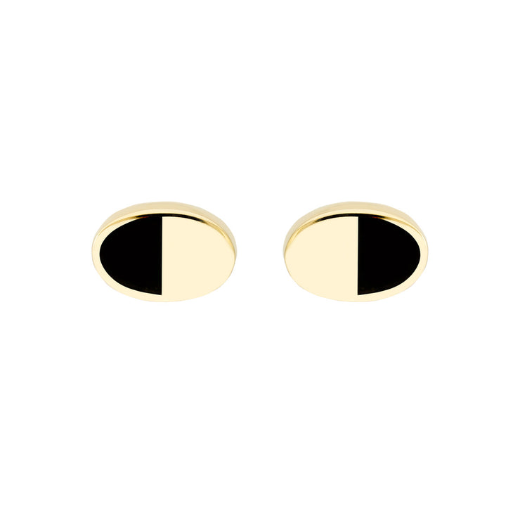 Mini Oval Studs with Black Enamel