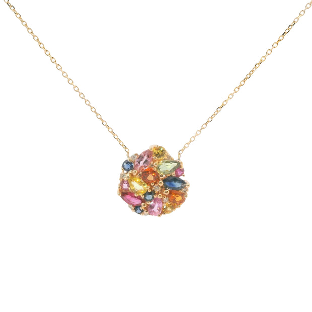 14K Rose Gold Sapphire Cluster Pendant Necklace