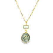 Moss Agate and Prasiolite Vermeil Pendant
