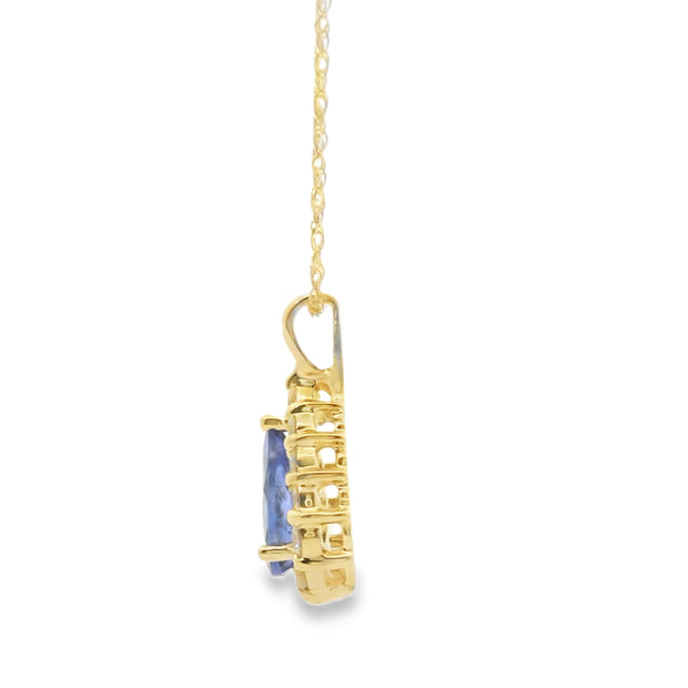 Tanzanite and Diamond Halo Pendant