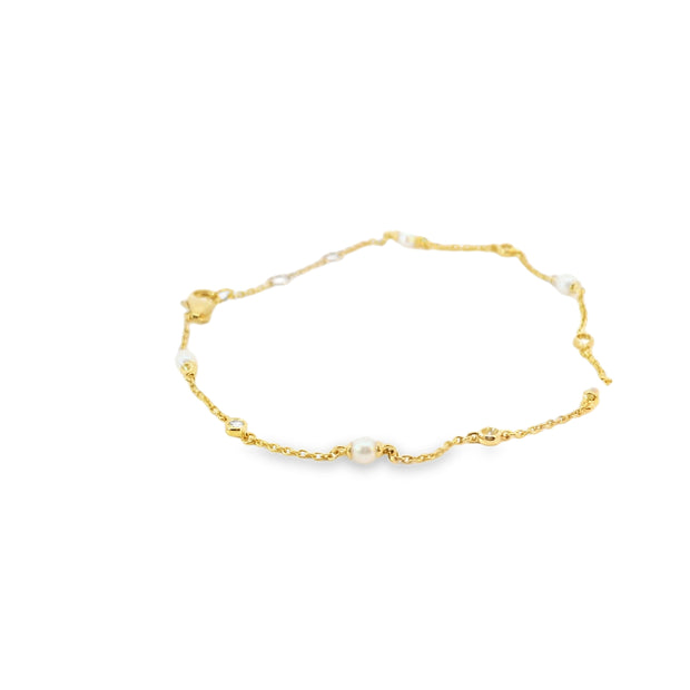 Pearl and Diamond Station Bracelet