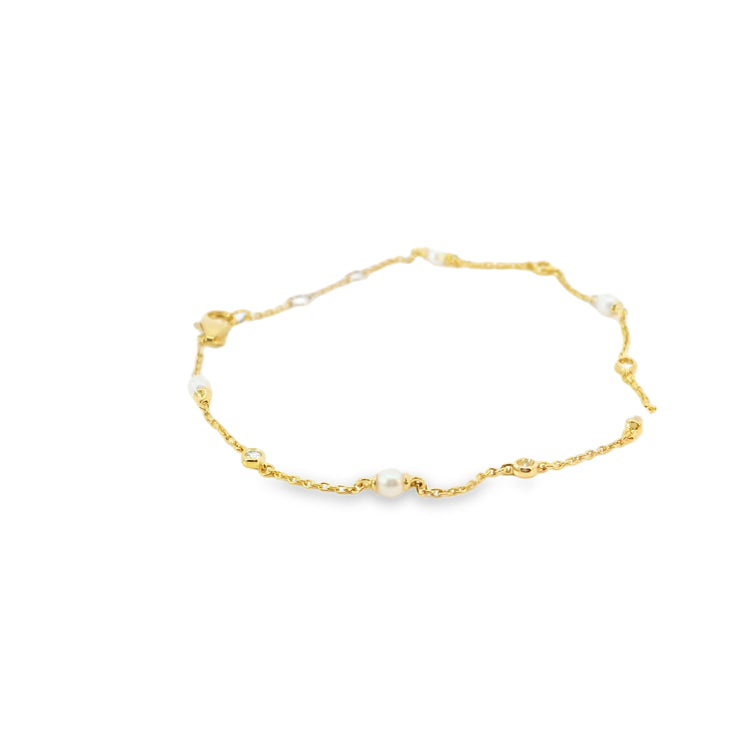 Pearl and Diamond Station Bracelet