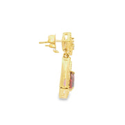 Pink Tourmaline Drop Earrings with Diamonds