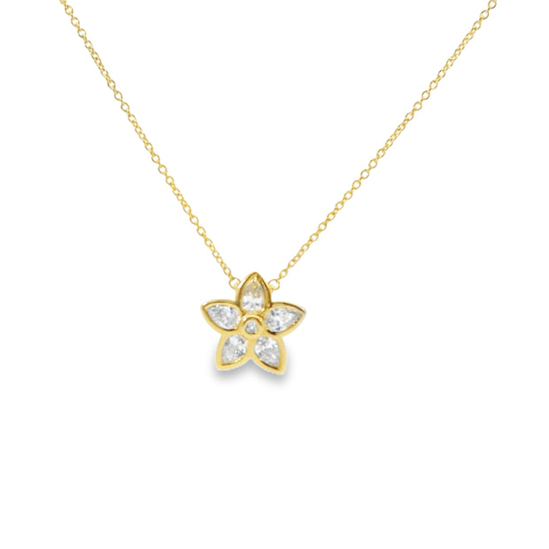 Bezel Set Diamond Flower Pendant