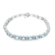 Blue Topaz and Diamond Tennis Bracelet