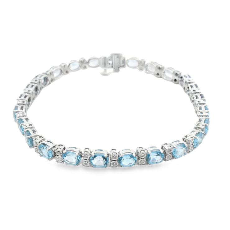 Blue Topaz and Diamond Tennis Bracelet
