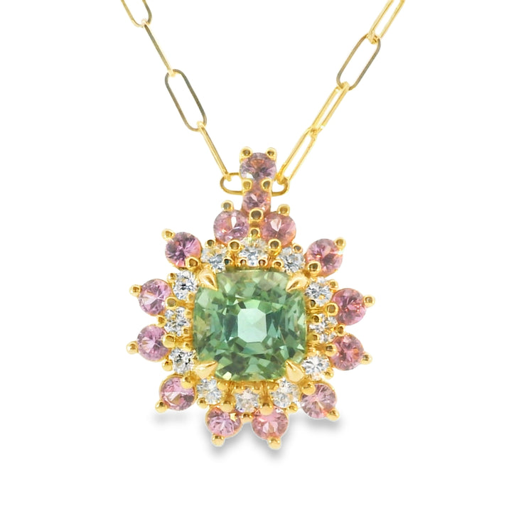 Mint and Pink Tourmaline Pendant