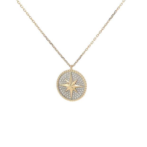 Yellow Gold Diamond Star Pendant Necklace