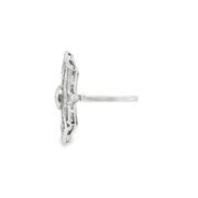 Platinum Diamond and Ruby Shield Ring