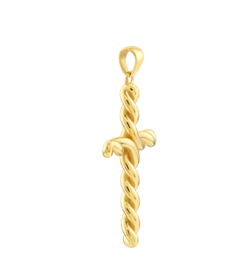 Yellow Gold Twisted Cross Necklace