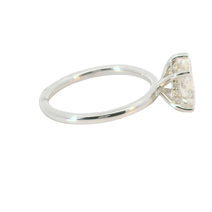 Pear Solitaire Lab Grown Engagement Ring with Hidden Halo