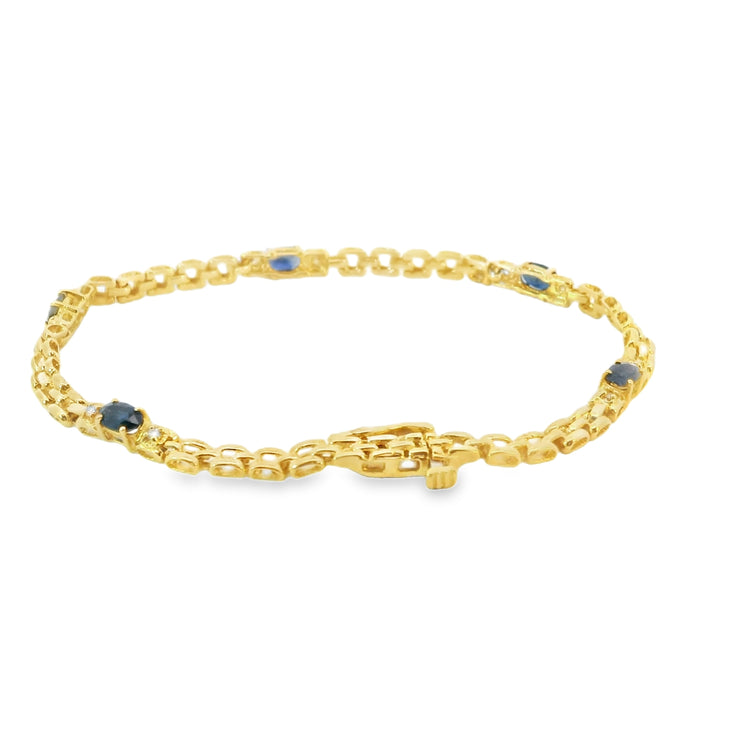 Sapphire and Diamond Station Bracelet