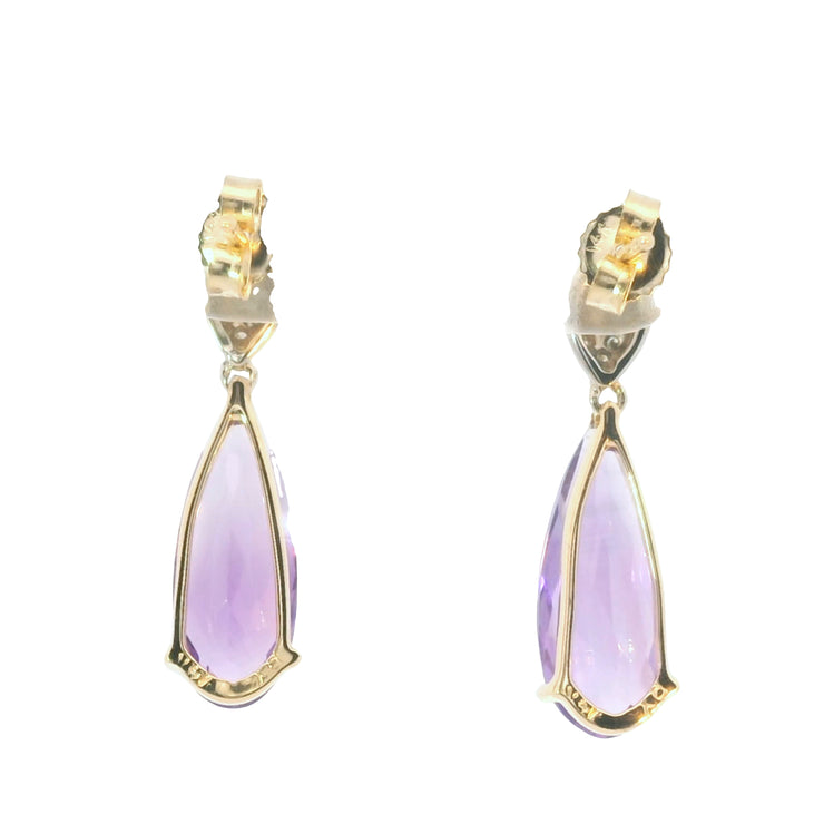 Amethyst and Diamond Drop Earrings