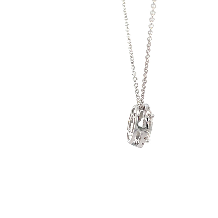 14 Karat White Gold Lab Grown Diamond Halo Pendant