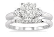 Diamond Cluster Engagement Ring and Band