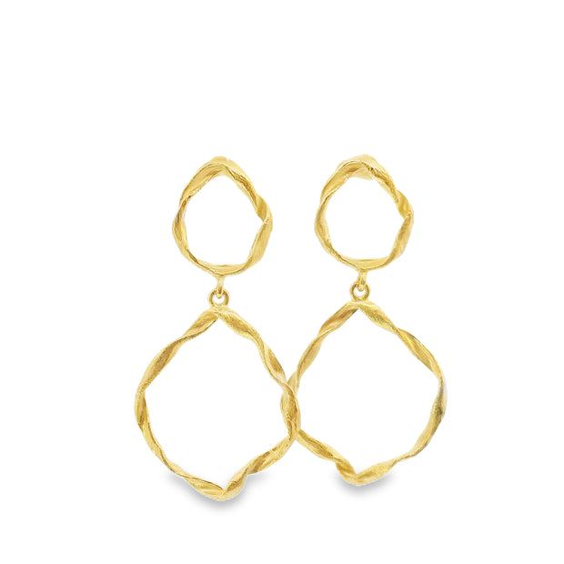 Jorge Revilla Yellow Gold Double Twist Drop Earrings