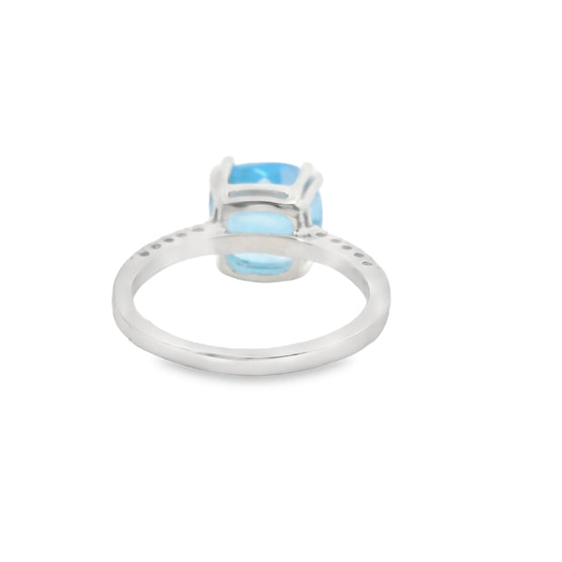 Blue Topaz and Diamond Ring