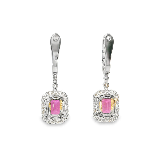Drop Earrings with Ruby and Diamond